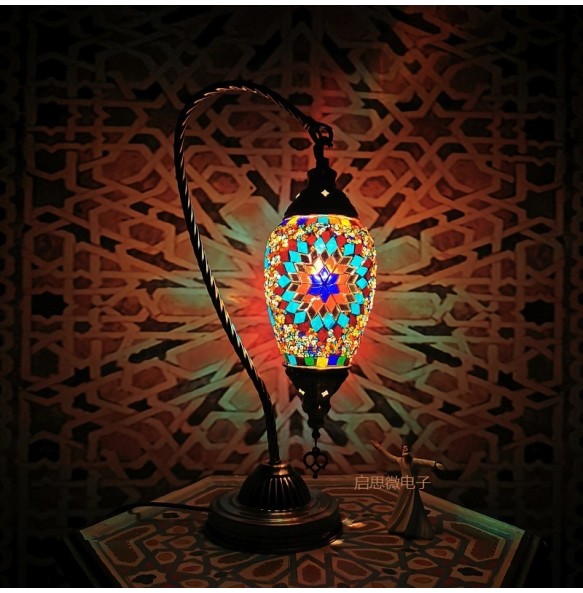 New Turkish mosaic swan table Lamp vintage art deco Handcrafted lamparas de mesa mosaicos Glass romantic bed light lamparas con