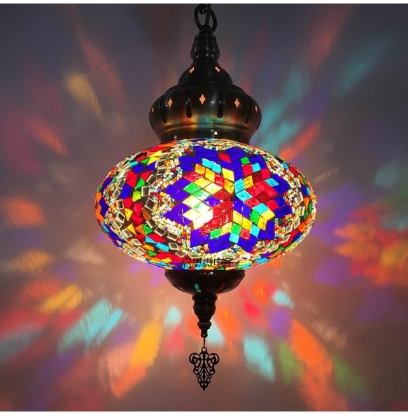 Dia 25cm New Style Turkey Ethnic Customs Handmade Lamp Romantic Cafe Restaurant Bar Tree Pendant Light Bar Mosaic Pendant Lamp