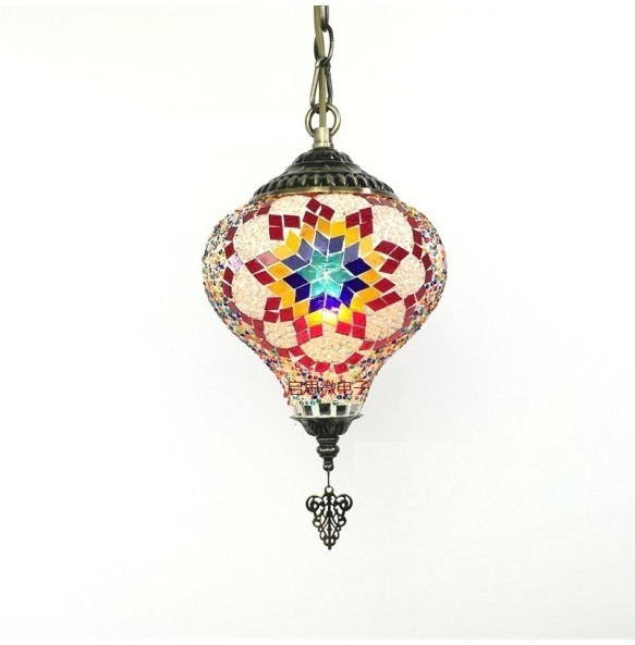 Newest E14 Hand-inlaid Glass Mosaic Bedroom Living Room Decorative Pendant  Lamps of Mediterranean Style Turkish Lampe