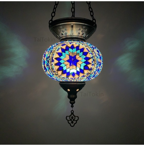 Big Size Turkish Mosaic Pendant Lamp Vintage Deco Handcrafted Lampe De Mesa Glass Romantic Light Lamparas Colgantes Para Techo