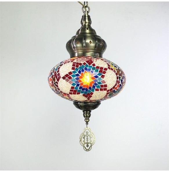 Dia 25cm New Style Turkey Ethnic Customs Handmade Lamp Romantic Cafe Restaurant Bar Tree Pendant Light Bar Mosaic Pendant Lamp