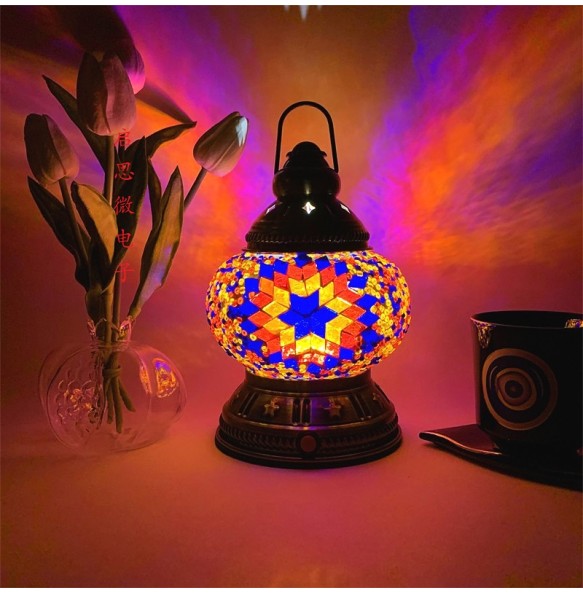 Rechargeable Turkish Mosaic Table Lamp Deco Handcrafted Lampe Abajur Para Quarto Bed Night Light Lampara De Noche Dormitorio