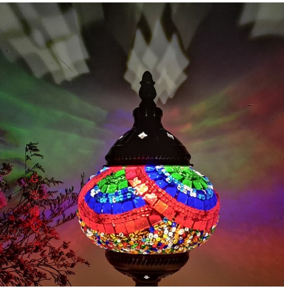 Turkish Swirling Dance Mosaic Table Lamp Vntage Deco Handmade Lamparas De Mesa Glass Romantic Bed Light Lampe Con Mosaicos