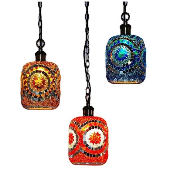 New Turkish Mosaic Pendant Lamp Vintage Art Deco Handcrafted Lampe De Mesa Glass Romantic Light Lamparas Colgantes Para Techo