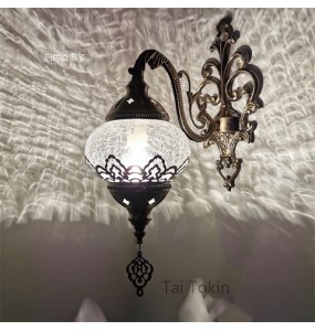 Newest Mediterranean style Art Deco Turkish ice-cracked Wall Lamp  Vintage Exotic Restaurant Hotel Bar Cafe Decoration