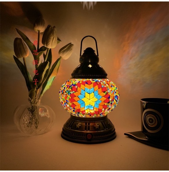 Rechargeable Turkish Mosaic Table Lamp Deco Handcrafted Lampe Abajur Para Quarto Bed Night Light Lampara De Noche Dormitorio