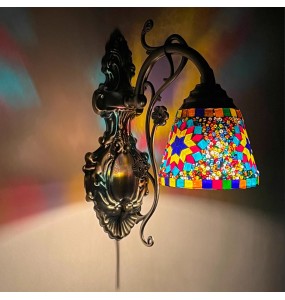 Turkish Mosaic Wall Lamp Handcrafted Glass Luminaria Led Wall Light Corridor Sofa Background Lighting Home Room Decor Lampe