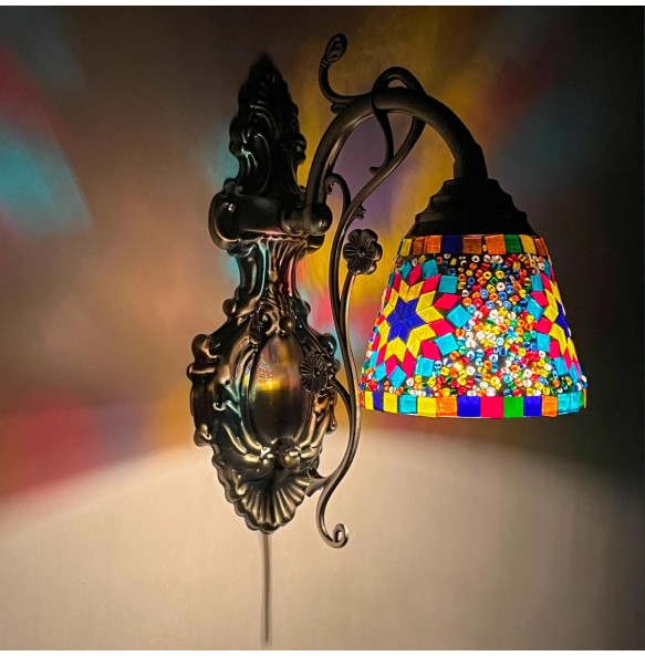 Turkish Mosaic Wall Lamp Handcrafted Glass Luminaria Led Wall Light Corridor Sofa Background Lighting Home Room Decor Lampe