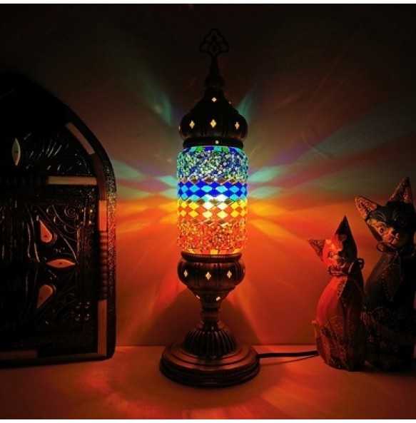 New style Turkish mosaic table Lamp vintage art deco Handcrafted lamparas de mesa Glass romantic bed light lamparas con mosaicos