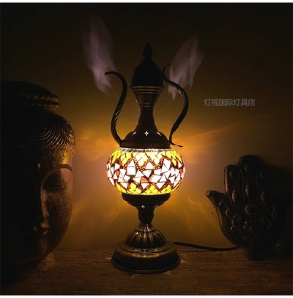 Newest E14 Hand-inlaid Glass Morocco Style Mosaic Light Bedroom Living Room Decorative Table Lamp Turkish Lampe