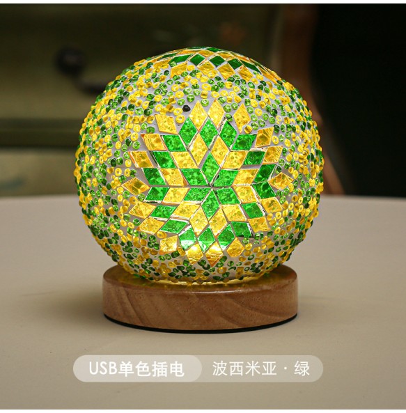 Infinite Dimming Turkish Mosaic Table Lamp Vintage Handcrafted Lamparas De Mesa Ball Glass Romantic Bed Light Led Night Lampe