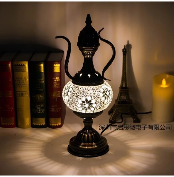 Newest E14 Hand-inlaid Glass Morocco Style Mosaic Light Bedroom Living Room Decorative Table Lamp Turkish Lampe