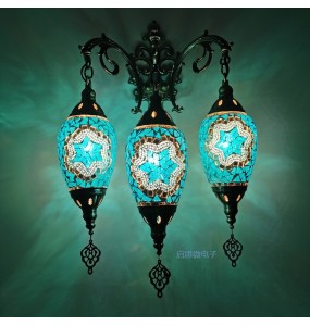 3 Heads Turkish Mosaic Wall Lamps Luminaria Applique Murale Intérieur Led Lampara Bedroom Living Room Balcony Aisle Decor Light