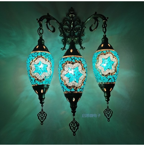 3 Heads Turkish Mosaic Wall Lamps Luminaria Applique Murale Intérieur Led Lampara Bedroom Living Room Balcony Aisle Decor Light