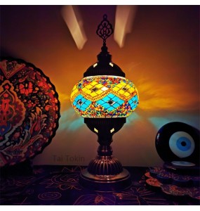 E14 Newest Mediterranean Style Art Deco Turkish Mosaic Table Lamp Handcrafted Mosaic Glass Romantic Bed Light