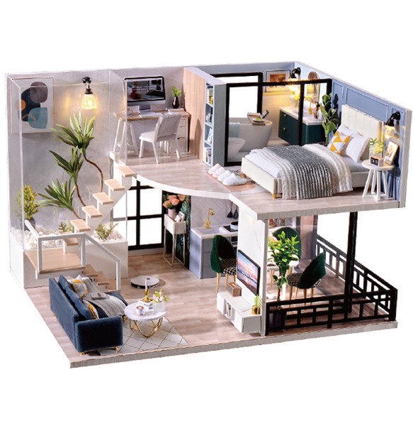 CUTEBEE DIY Dollhouse Wooden Doll Houses Miniature Doll House Furniture Kit Casa Music Led Toys for Children Birthday Gift L32