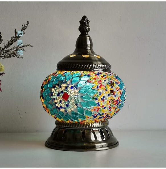 Newest Turkish Mosaic Table Lamp Vintage Art Deco Handcrafted Lamparas De Mesa Glass Romantic Bed Light Lamparas Con Mosaicos