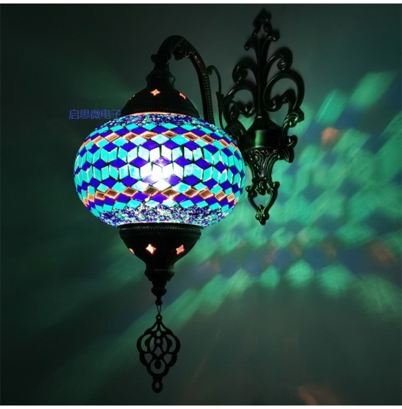 Newest big size Mediterranean style Art Deco Turkish Mosaic Wall Lamp Handcrafted mosaic Glass romantic wall light