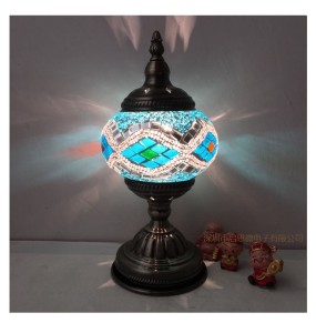 Mediterranean Style Art Deco Turkish Mosaic Table Lamp Handcrafted Mosaic Glass Romantic Bed Light