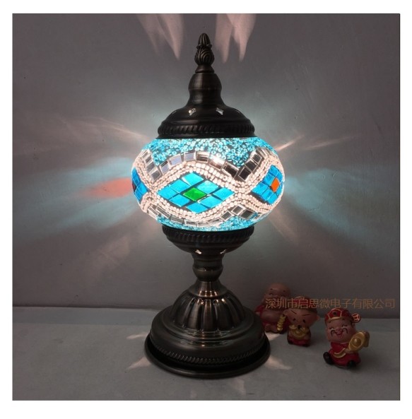 Mediterranean Style Art Deco Turkish Mosaic Table Lamp Handcrafted Mosaic Glass Romantic Bed Light