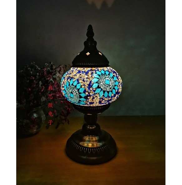 Newest E14 Hand-inlaid glass mosaic bedroom living room decorative Table Lamps of Mediterranean style Turkish Lamps