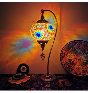 18cm Turkish Mosaic Swan Table Lamp Vintage Art Deco Handcrafted Lamparas De Mesa Glass Romantic Bed Light Lamparas Con Mosaicos