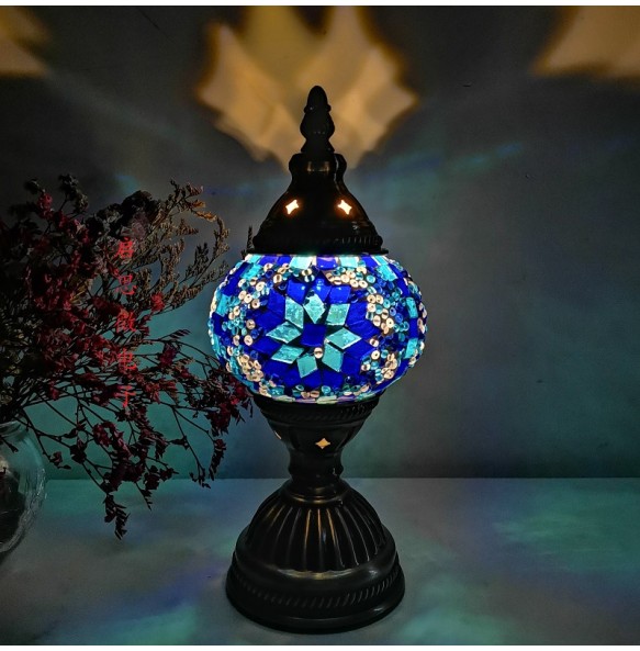 USB Rechargeable Night Lamp Mosaic Table Lamp Vintage Deco Handcrafted Lamparas De Mesa Glass Romantic Bed Light Con Mosaicos