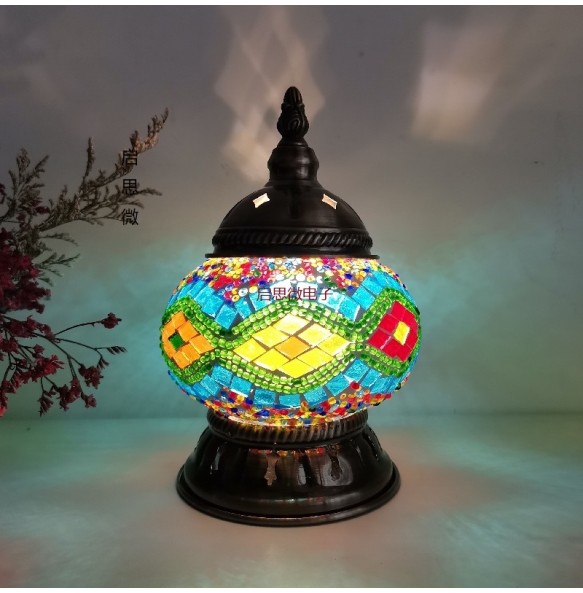 Newest Turkish Mosaic Table Lamp Vintage Art Deco Handcrafted Lamparas De Mesa Glass Romantic Bed Light Lamparas Con Mosaicos