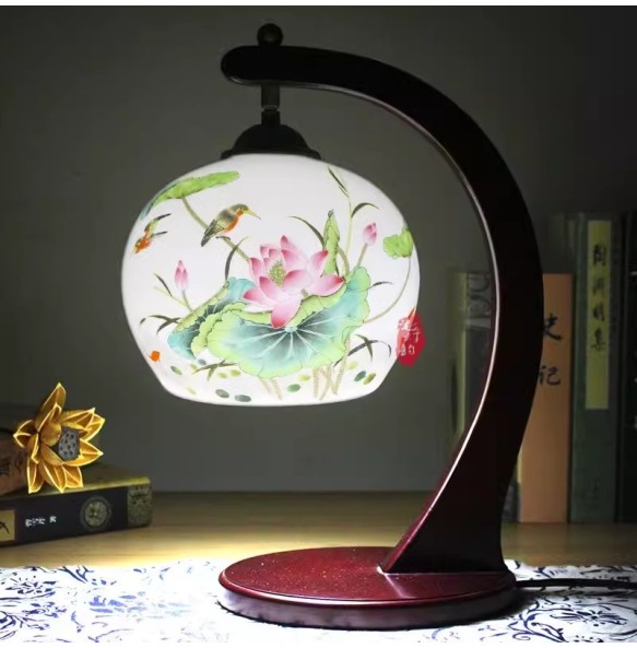 Chinese Vintage Ceramic Table Lamp Bedside Light Living Room Study Room Kids Room Retro Fashion Ceramic Table Lamp