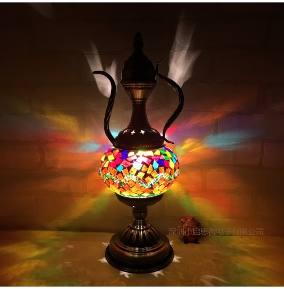 Newest E14 Hand-inlaid Glass Morocco Style Mosaic Light Bedroom Living Room Decorative Table Lamp Turkish Lampe