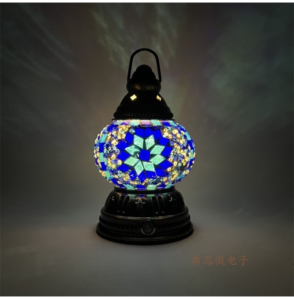 Mini Vintage Turkish Mosaic Hanging Lanterns Battery Warm Light Led Camp Lantern Rechargeable Lightweight Tent Lamp For Outdoor