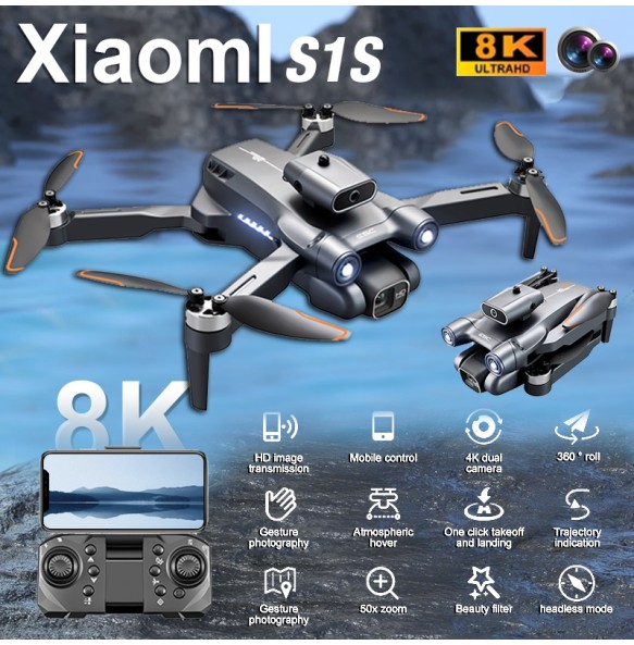 New S1S Mini Drone Caméra 8K Professional Brushless Motor Dron Obstacle Avoidance HD Dual Camera Foldable Quadcopter Toys