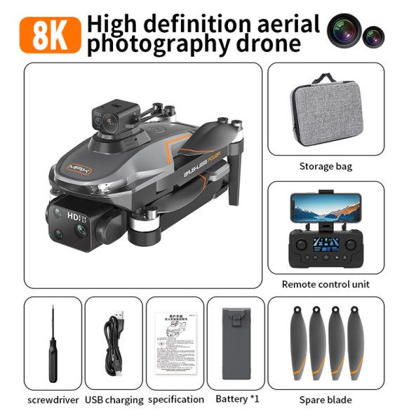 2024 New A22 RC Drone 4K 6K 8K Professional Dual Camera Aerial 360° Quadcopter RC Obstacle Avoidance Optical Flow Aerial Drone