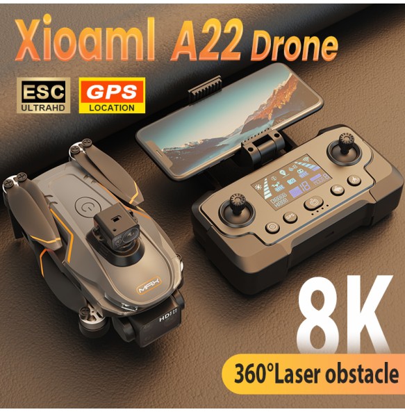 2024 New A22 RC Drone 4K 6K 8K Professional Dual Camera Aerial 360° Quadcopter RC Obstacle Avoidance Optical Flow Aerial Drone