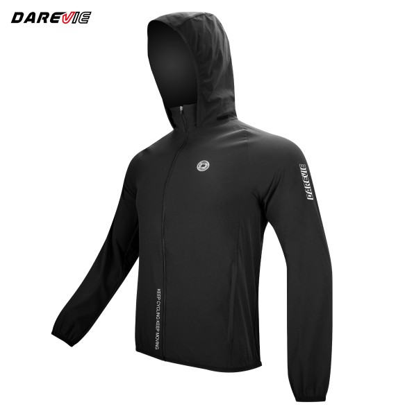 DAREVIE Cycling Windbreaker With Hat Windproof Hooded Running Jackets With 2 Pocket High Quality Waterproof Soft Light Hike Coat