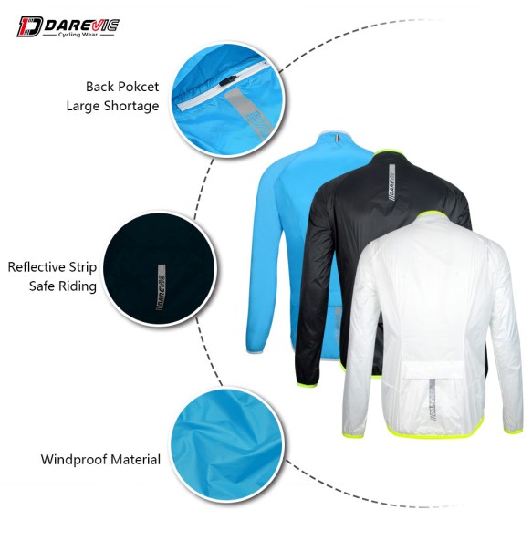 DAREVIE Man Cycling Jacket Soft LightWaterproof Windproof Woemn Cycling Long Sleeve Jacket Water Resistance Cycling Jacket