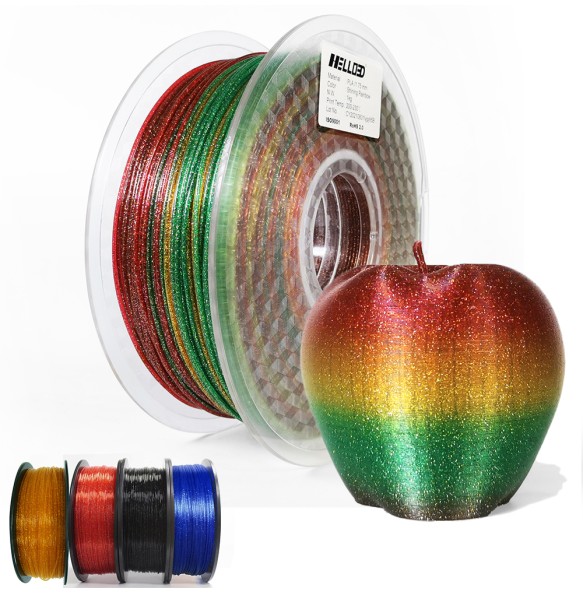 3D Printer Filament PLA 1.75mm Glittering Shining Rainbow Sublimation 3D Printing Material Sparkle Black Purple Blue Gold Orange