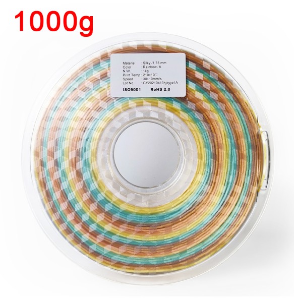 Silk Rainbow Filament 1.75mm For 3D Printer Shiny Polychrome Color PLA Filament Silk-like Sublimation Smooth Printing Materials