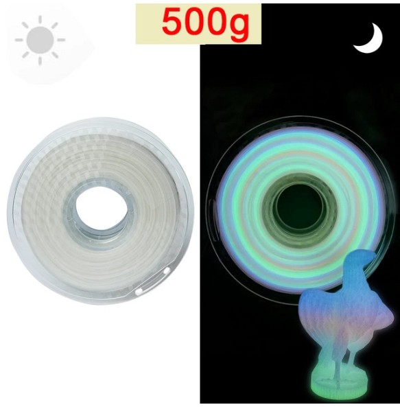 3D PLA Filament Glow In The Dark Luminous PLA 1kg 1.75mm Glowing Filament PLA Noctilucent 3D Printing Filament Rainbow Filamento