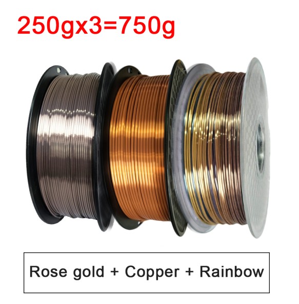 Silk Metallike Gradient Multicolor 3D Printer PLA Filament 1.75mm 3d Printing Material Shiny Rainbow Rose Gold Bronze 250g-1kg