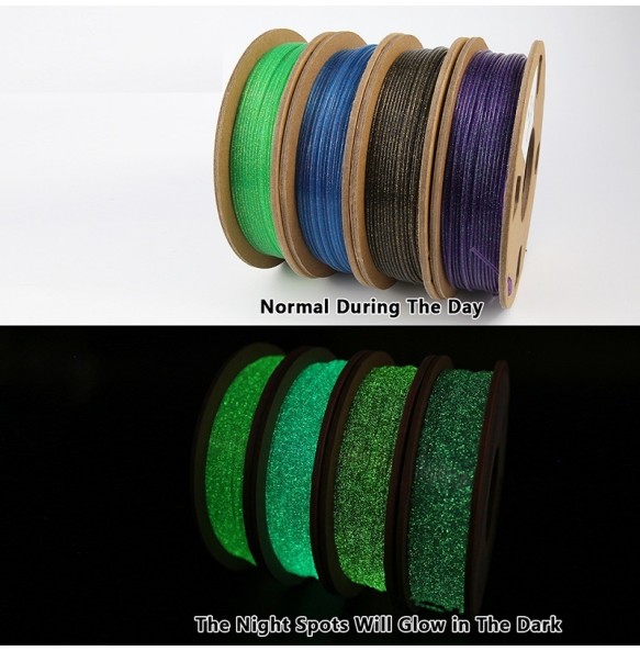 3D Filament PLA Glow In The Dark Luminous PLA 1kg 1.75mm Glowing Filament PLA Noctilucent 3D Printing Filaments Rainbow Filament