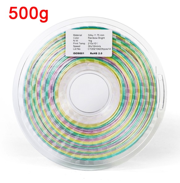 Silk Rainbow Filament 1.75mm For 3D Printer Shiny Polychrome Color PLA Filament Silk-like Sublimation Smooth Printing Materials