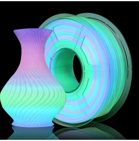 3D PLA Filament Glow In The Dark Luminous PLA 1kg 1.75mm Glowing Filament PLA Noctilucent 3D Printing Filament Rainbow Filamento