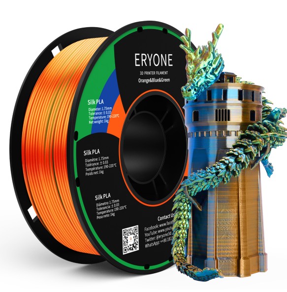 ERYONE Promotion Tri- Color Co-extrusion Silk  PLA Series 1.75mm 1KG For 3D Printing FDM Printer Fast Free Shipping New Arrival