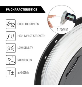 Nylon 3D Printer Filament PA Polyamide 1.75mm High Tensile Strength Flexibility Sublimation 250/500g 3D Printing Nylong Filament