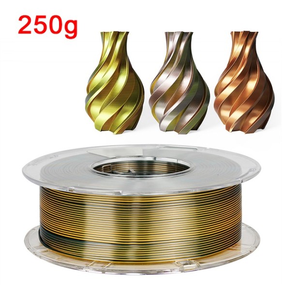 Silk PLA Filament 250g 1.75mm 3D Printer Filament Dual Color PLA Rainbow Filament PLA Tricolor Filamento impresora 3d