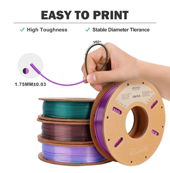 ERYONE 250G Silk Dual-Color PLA Filament 1.75mm ± 0.03 For FDM 3D Printing New Arrival Fast Shipping