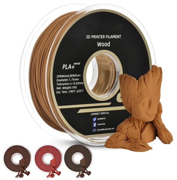 PLA+ Wood 3D Printer Filament Sublimation Wooden 3d Printing Material 1.75mm 1kg/500g/250g Rose Ebony Red Sandal Wood Filaments