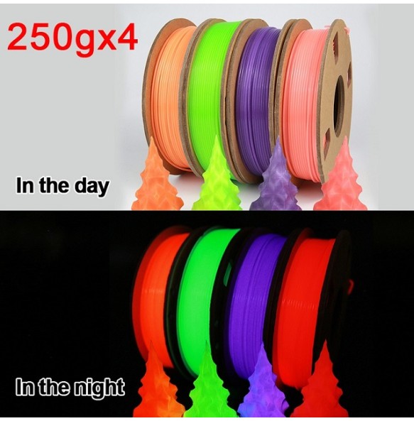 3D Filament PLA Glow In The Dark Luminous PLA 1kg 1.75mm Glowing Filament PLA Noctilucent 3D Printing Filaments Rainbow Filament