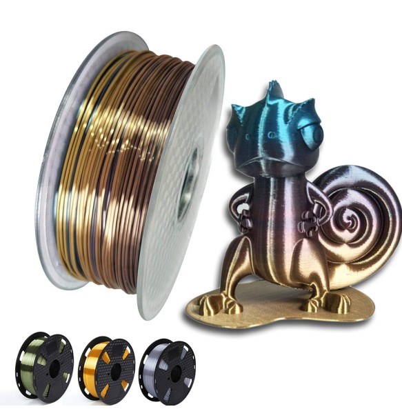 Silk Metallike Gradient Multicolor 3D Printer PLA Filament 1.75mm 3d Printing Material Shiny Rainbow Rose Gold Bronze 250g-1kg